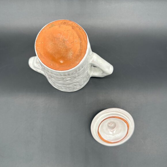 Vintage Frankoma Pottery Creamer Pitcher  7J Aztec Mayan White Serving Tableware - Picture 7 of 11